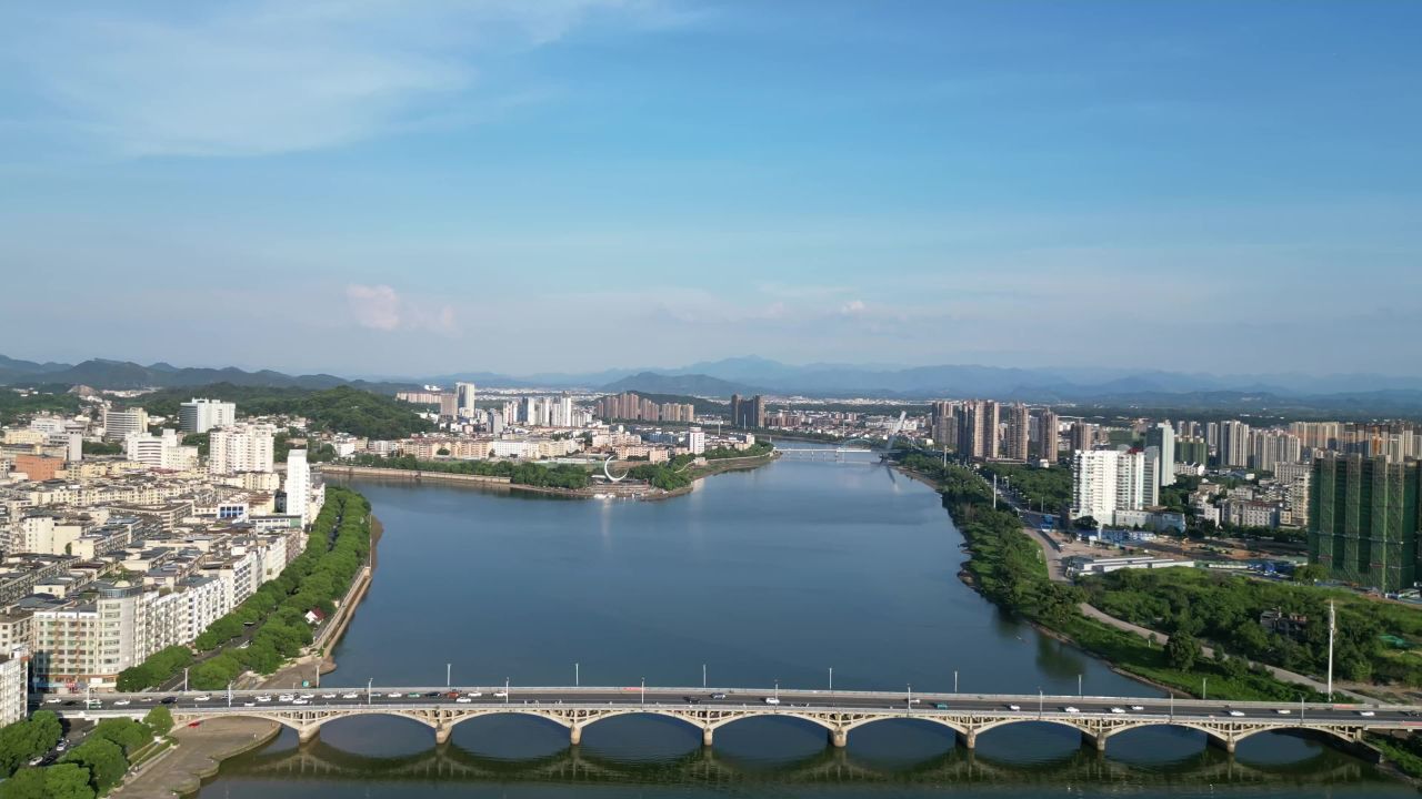  航拍江西上饶胜利大桥