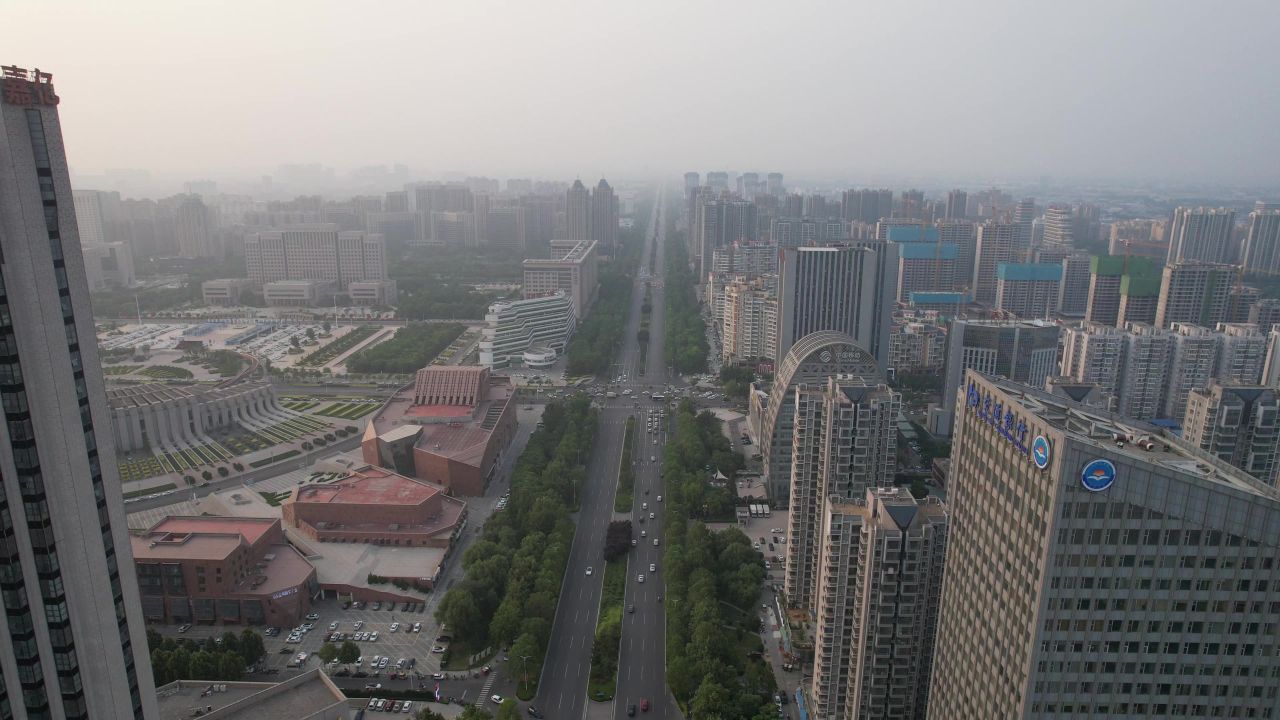 河南新乡市城市建设交通高楼航拍 