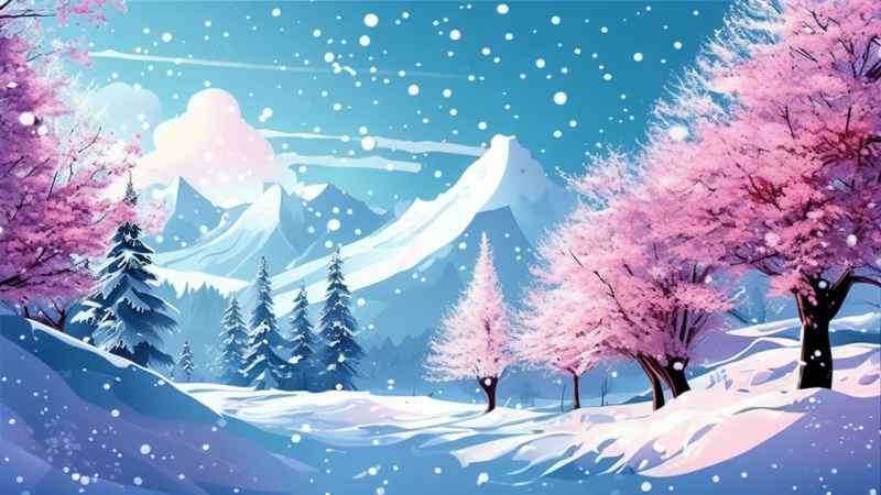 雪景唯美插画小屋 35