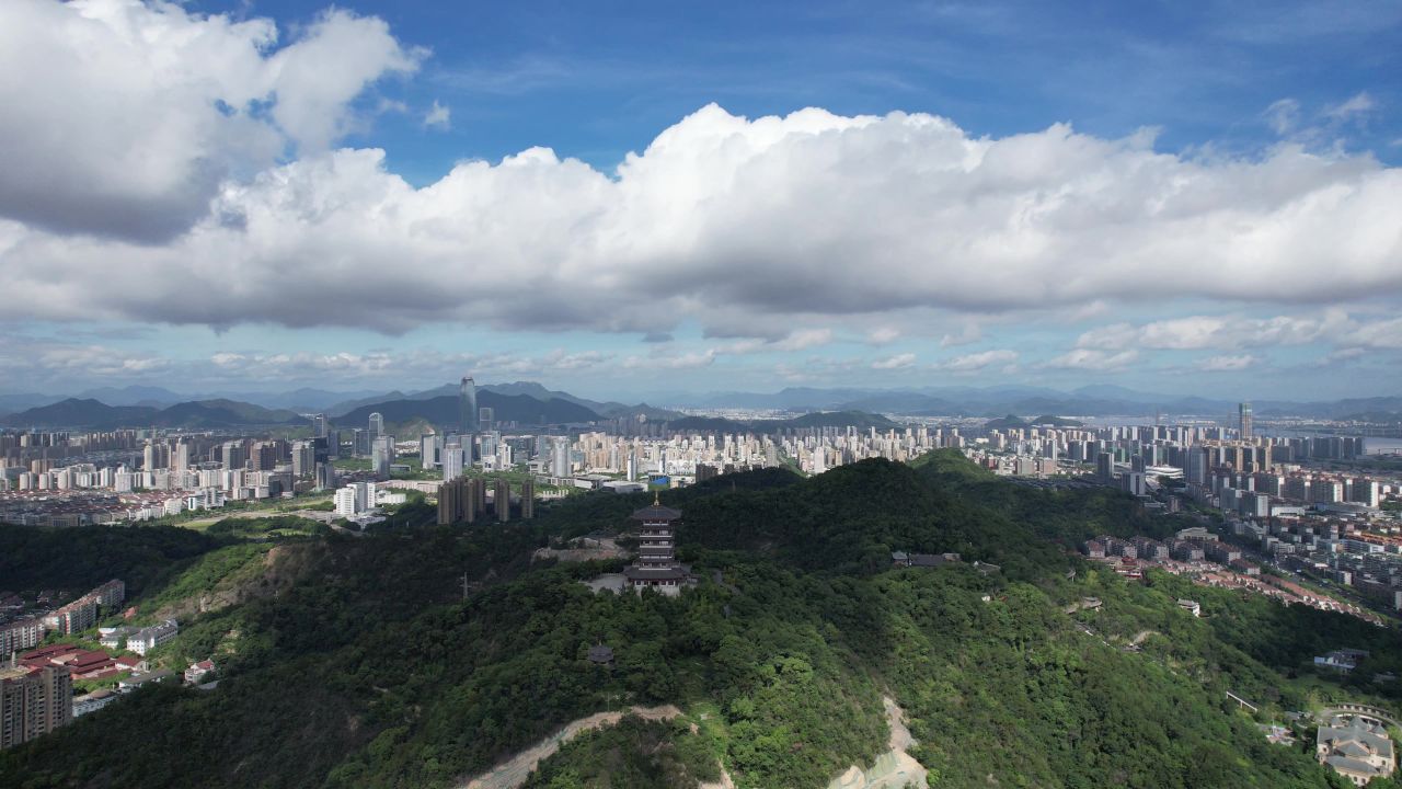 浙江台州白云阁地标建筑航拍