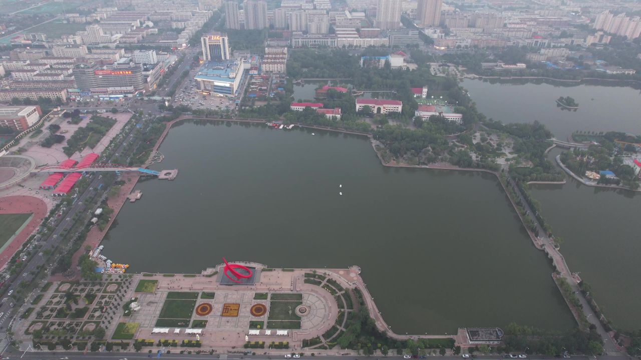 山东德州城市风光航拍 