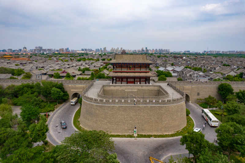 山东聊城东昌湖中华水上古城航拍图 