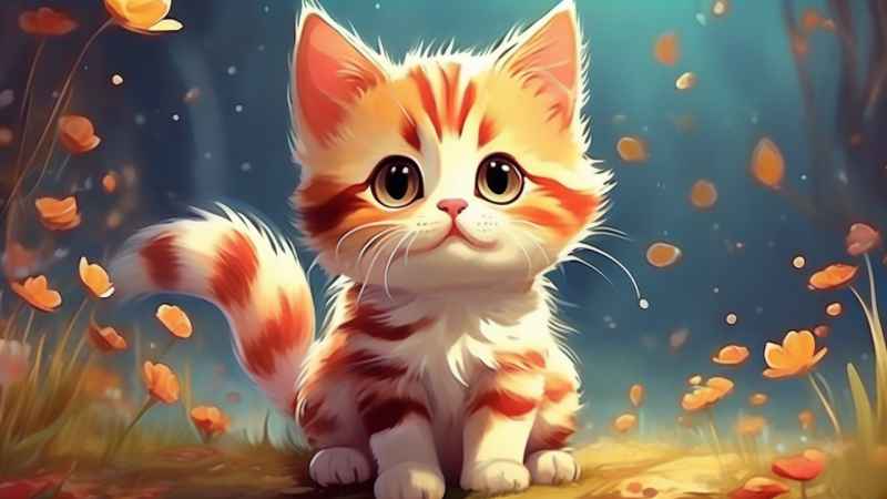 小花猫唯美插画 24
