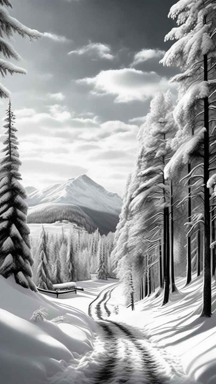 冬季背景图插画雪山雪景 38