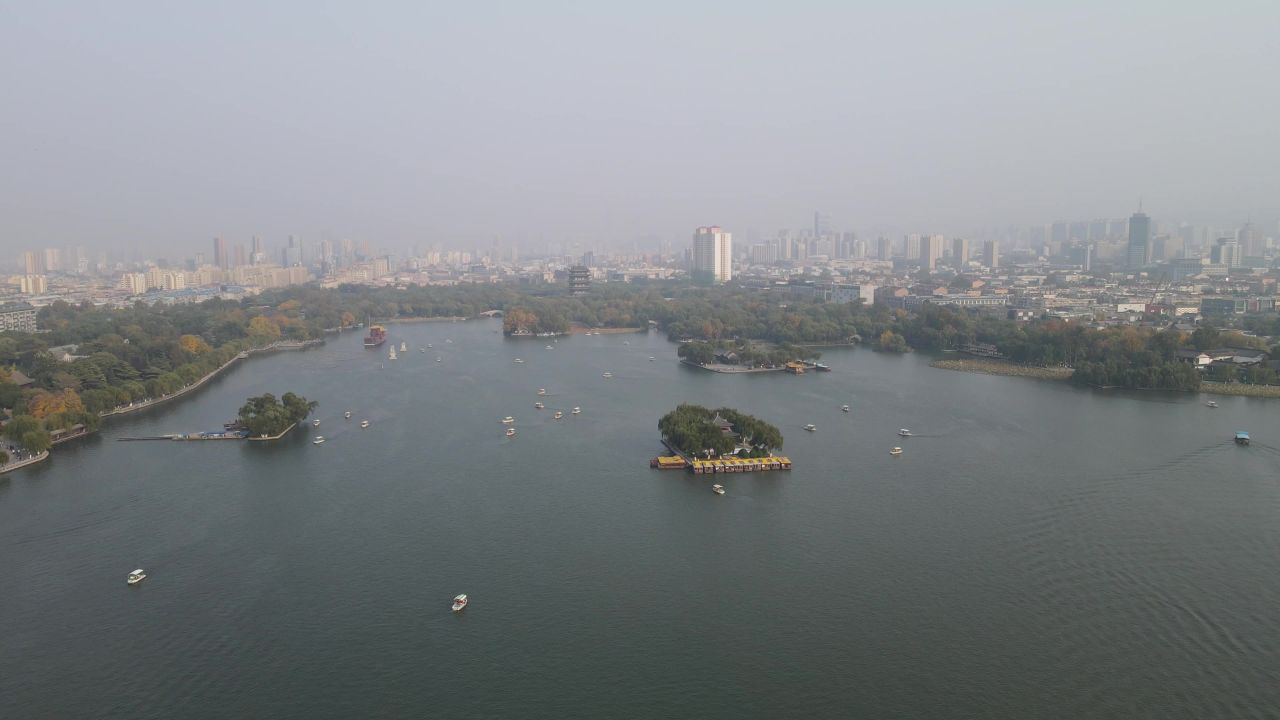 山东济南城市风光航拍 