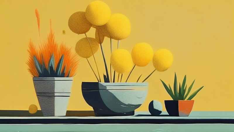 植物抽象黄色静态插画 30