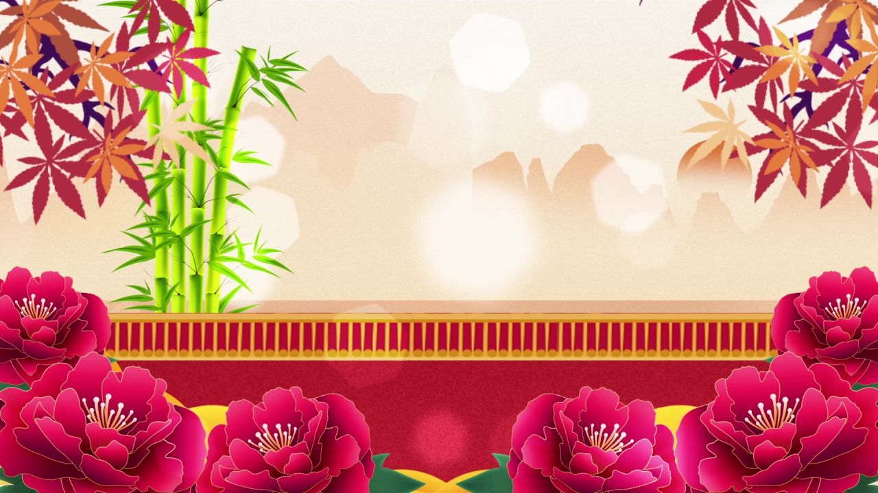 古风背景视频 中国风 意境春天 桃花 水墨 95