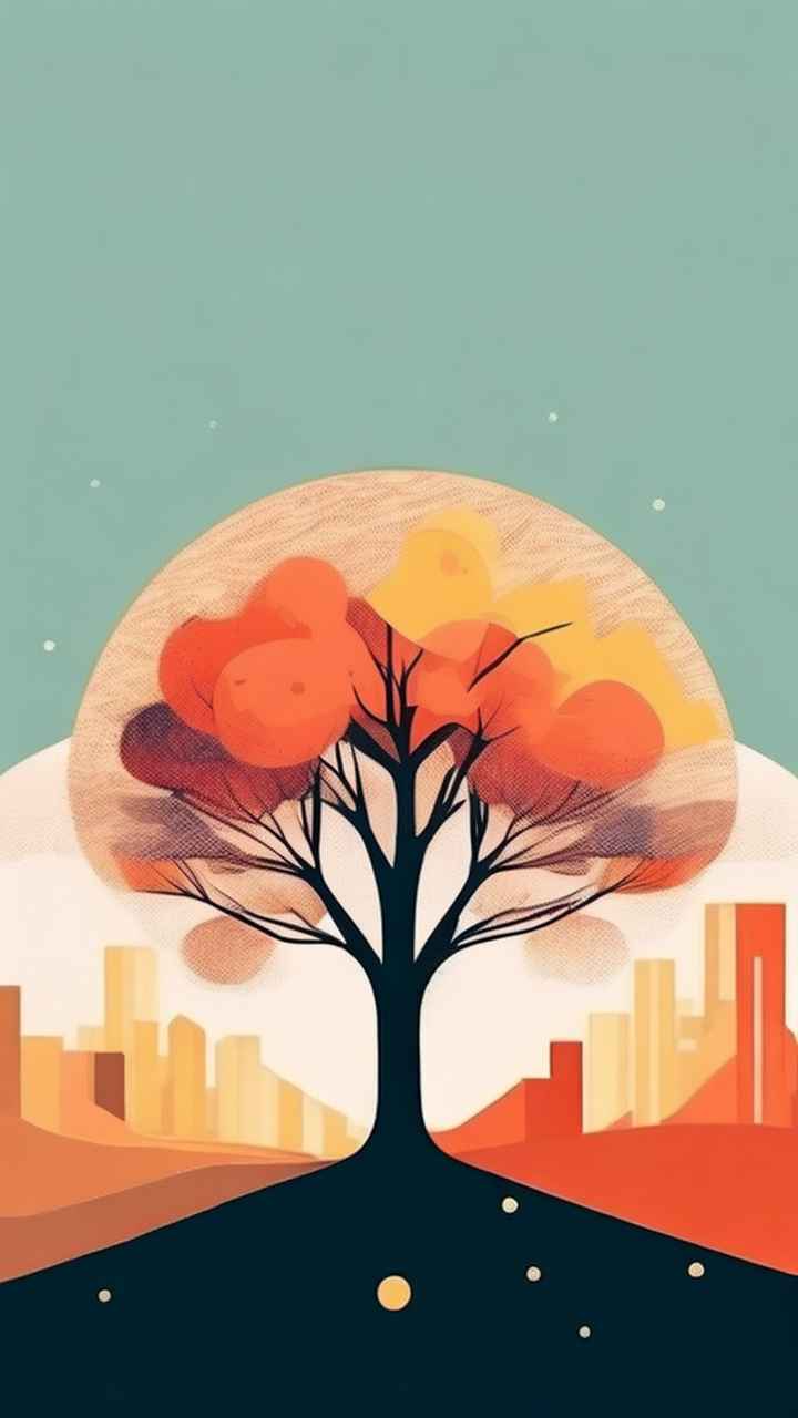 一幅画画着树极简主义 45