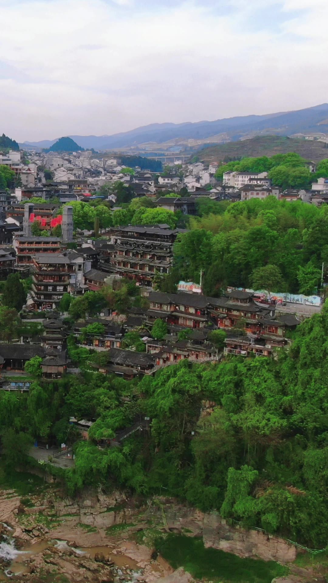  旅游景区湖南湘西芙蓉镇竖屏
