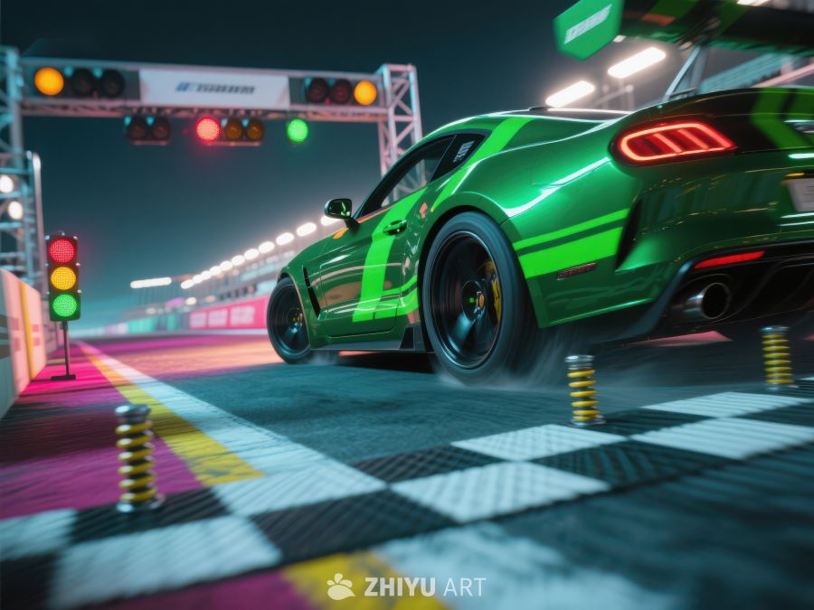 绿色赛车冲刺赛道 217