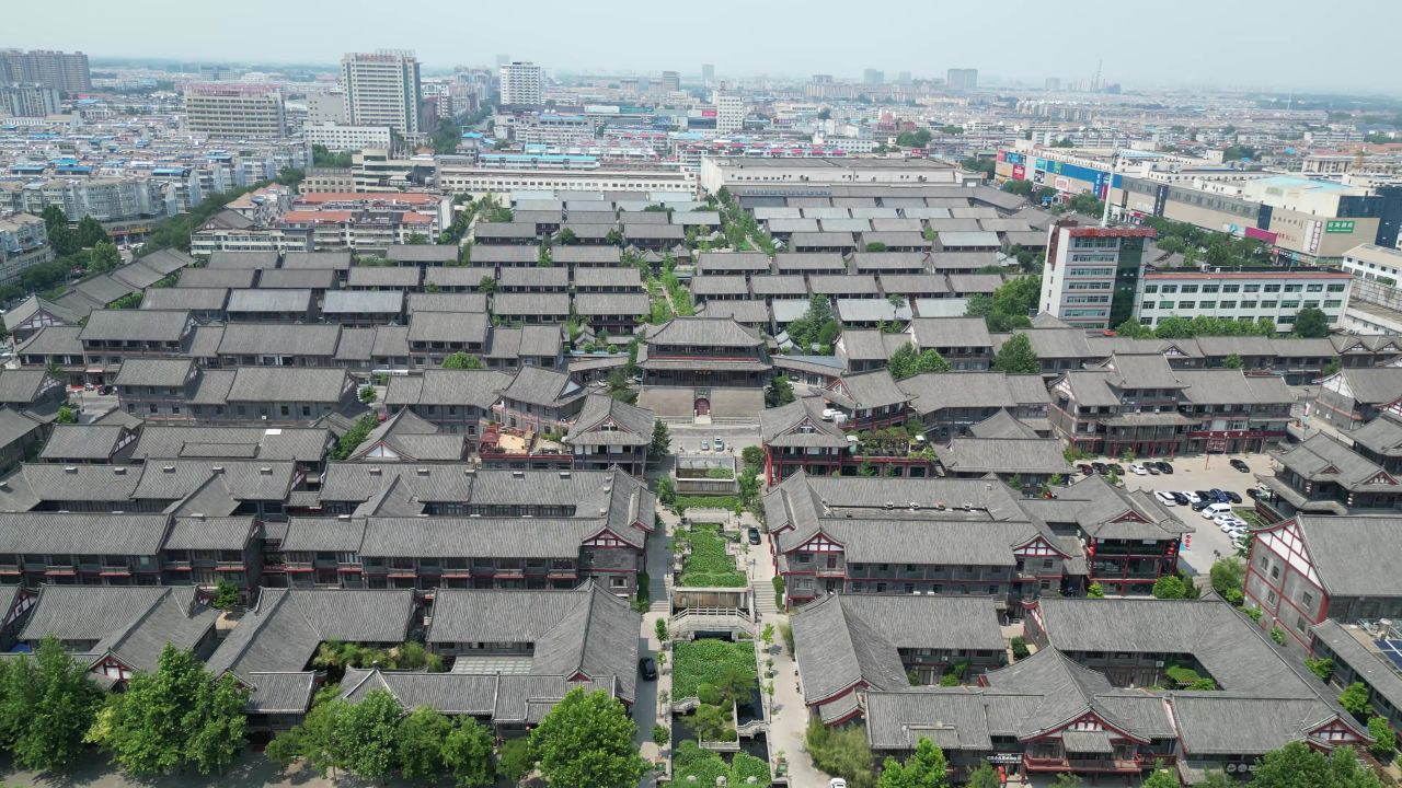 航拍山东潍坊青州古城5A景区 