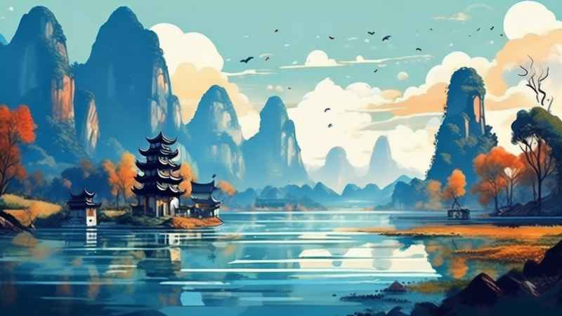 插画风格 桂林山水 13
