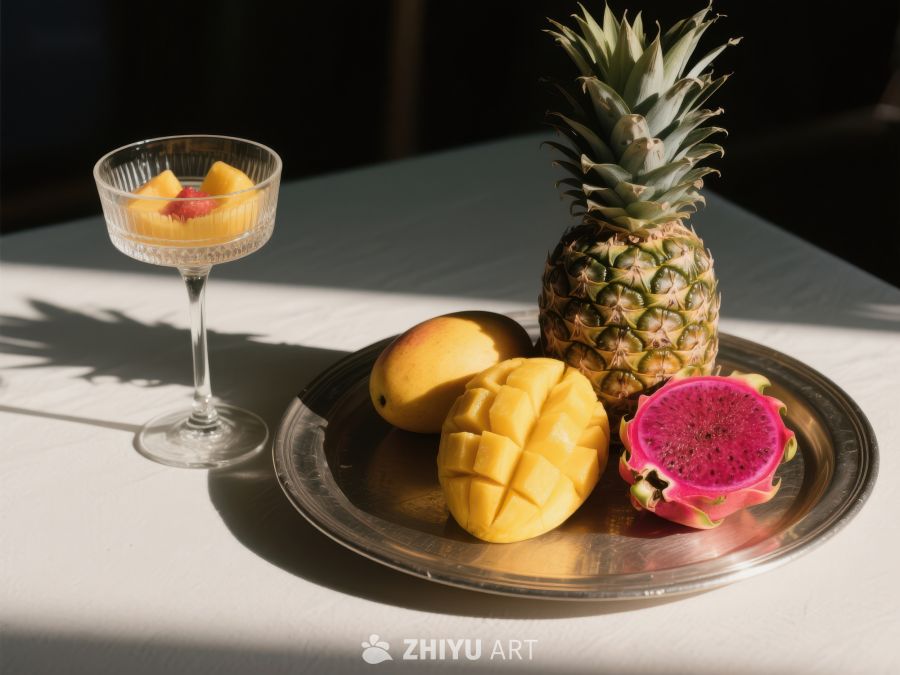 热带水果与鸡尾酒的静物组合 435