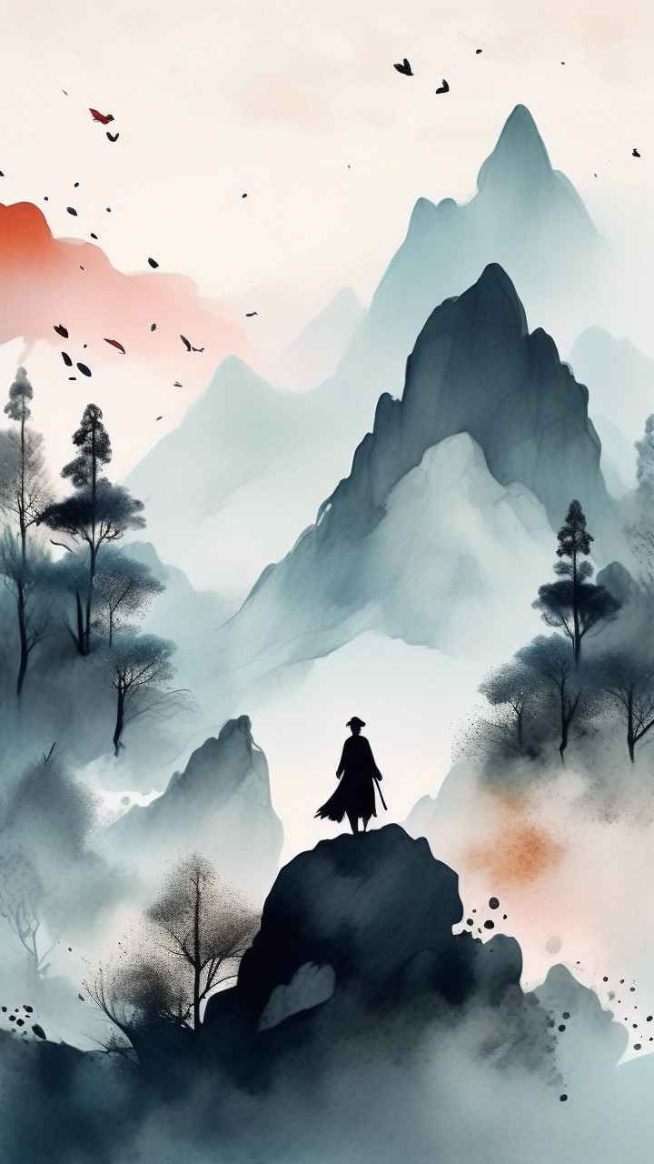 国潮山水画插画背景 29
