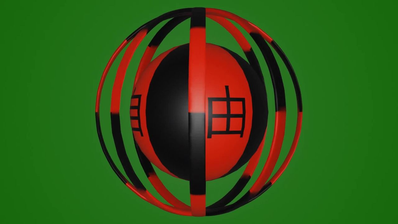 无限循环自由之困红黑小球笼中旋转绿屏抠像