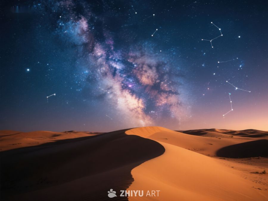 沙漠夜空下的银河与星座 117