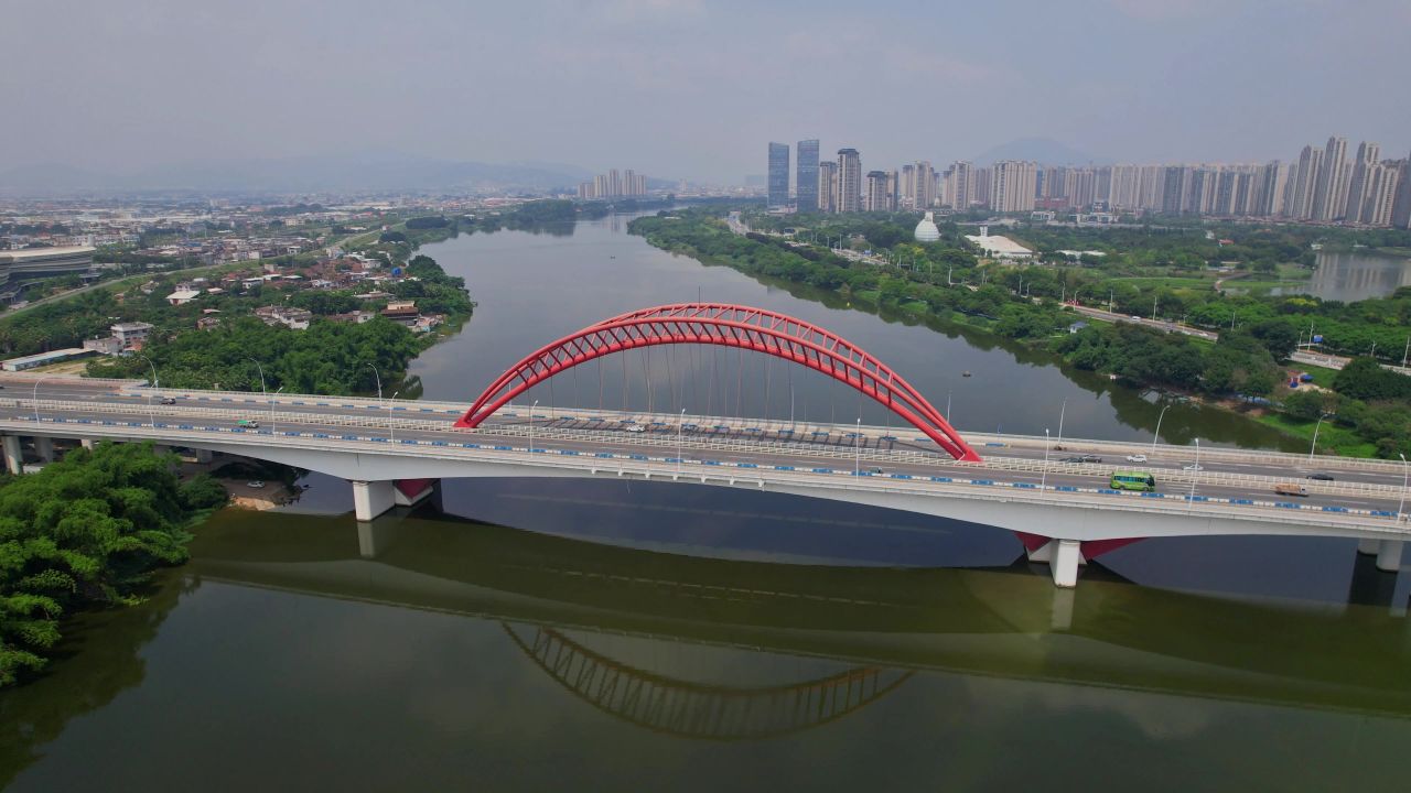 航拍漳州九龙江大桥景