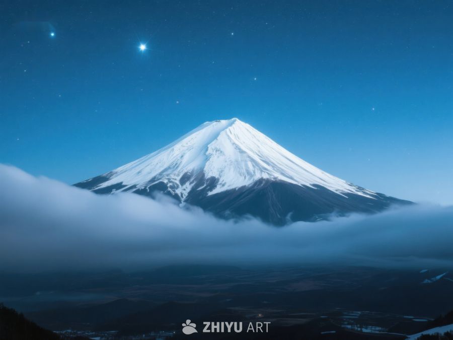 夜幕下的雪山与云海 521
