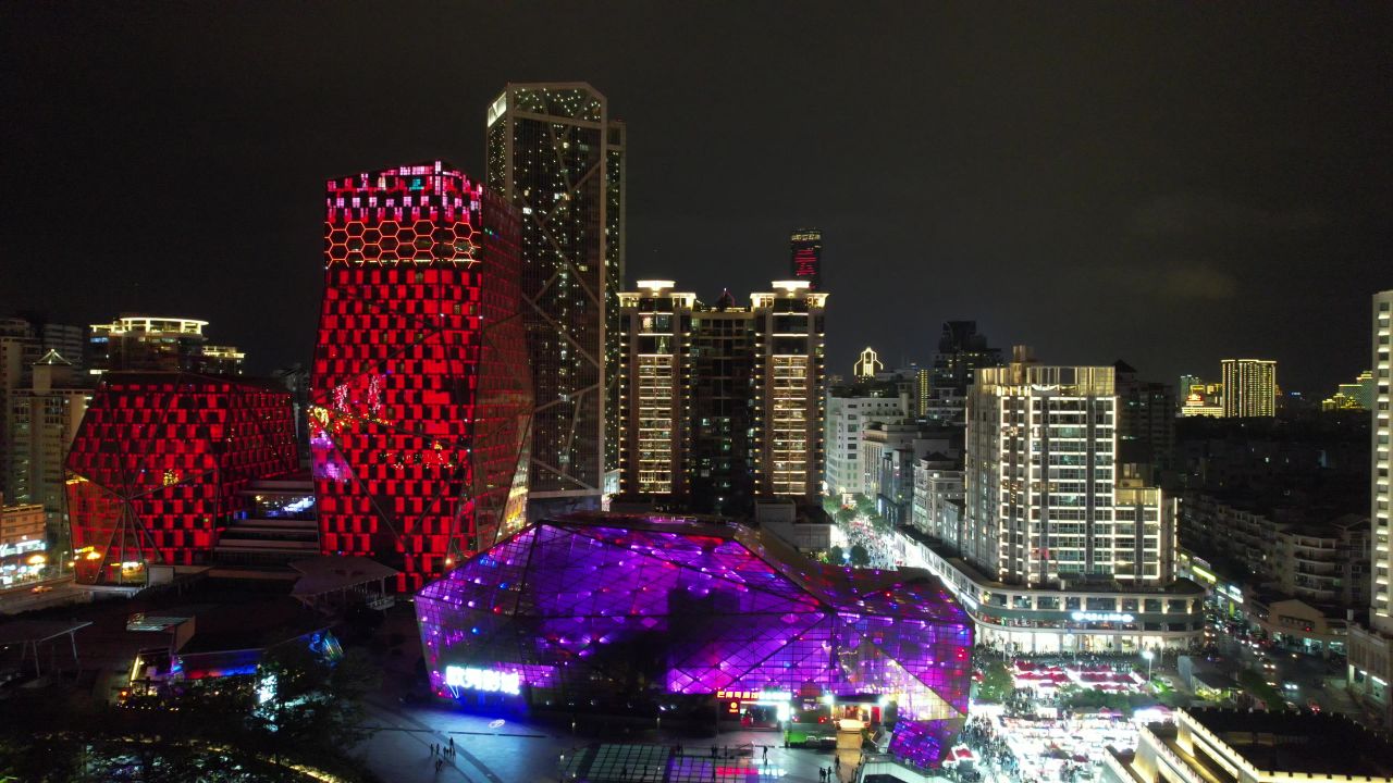 柳州城市夜景灯光航拍