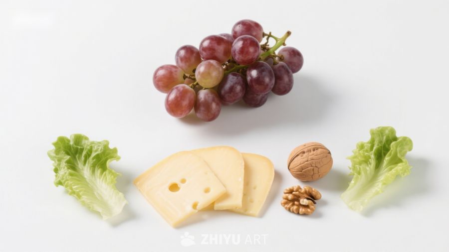 奶酪葡萄坚果与生菜组合