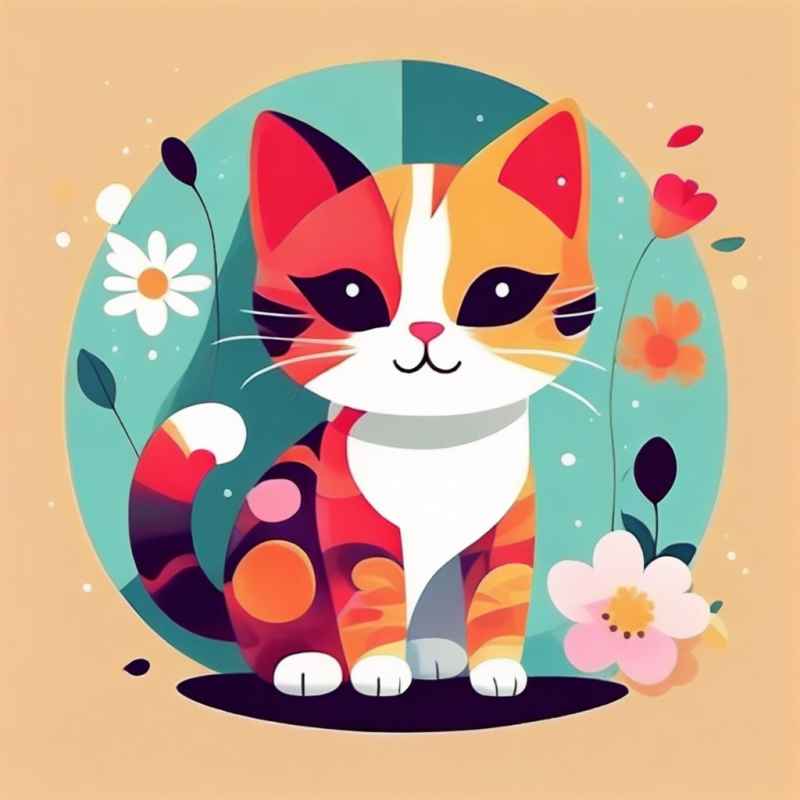小花猫唯美插画 57