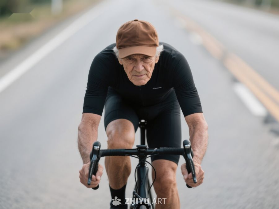 老年骑手在公路上骑行 310