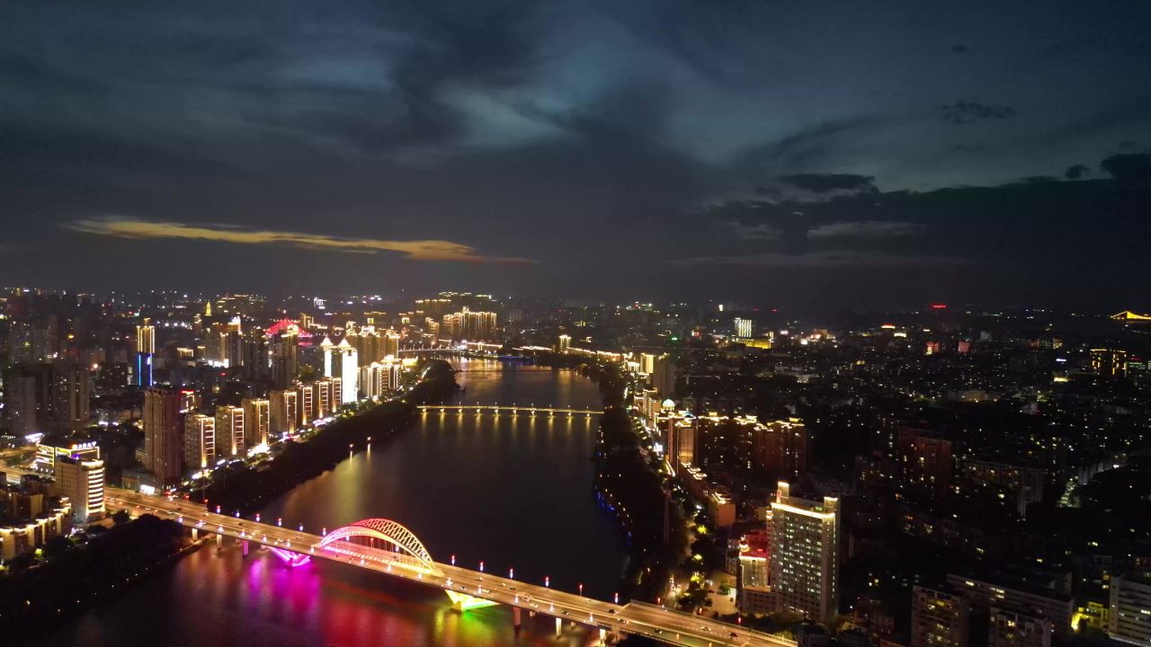 航拍江西赣州城市风光章江大桥