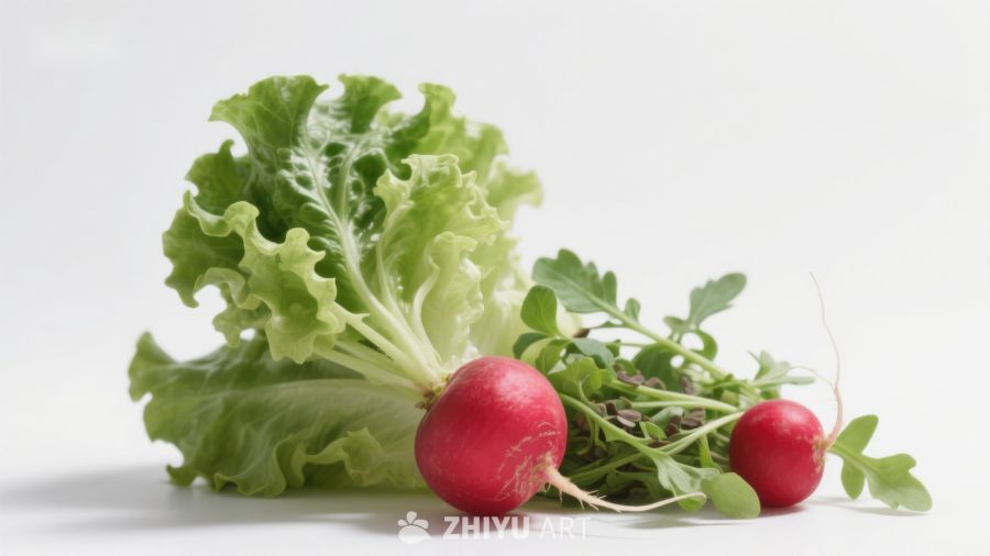 新鲜红萝卜与生菜