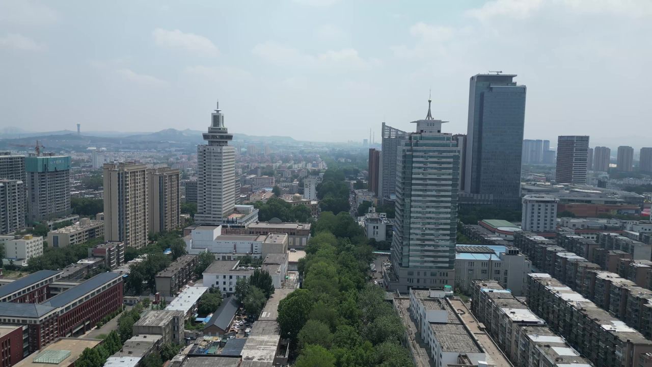 航拍山东淄博城市建设