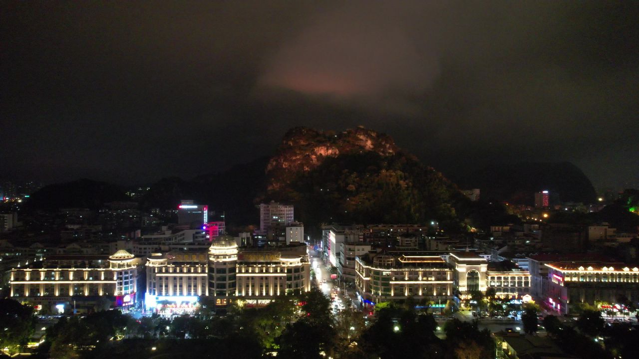 柳州城市夜景灯光航拍
