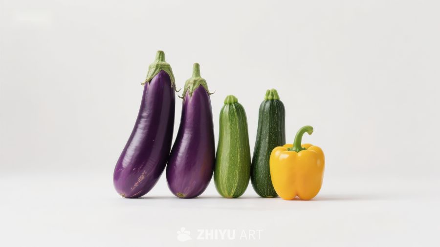 五种蔬菜并排展示