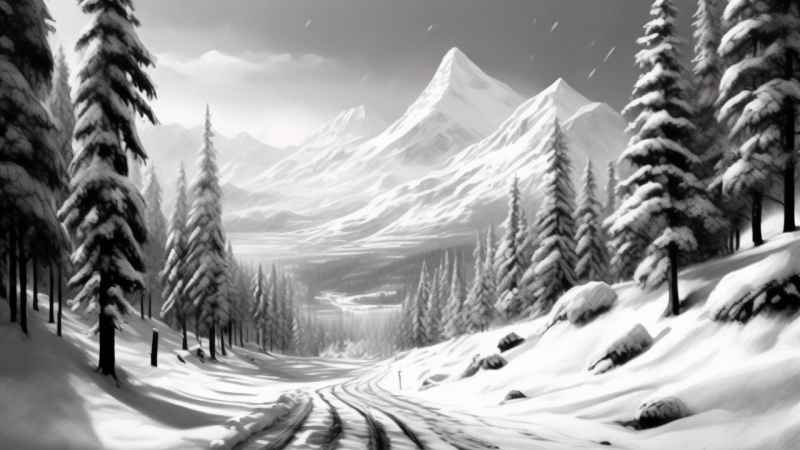 冬季背景图插画雪山雪景 33