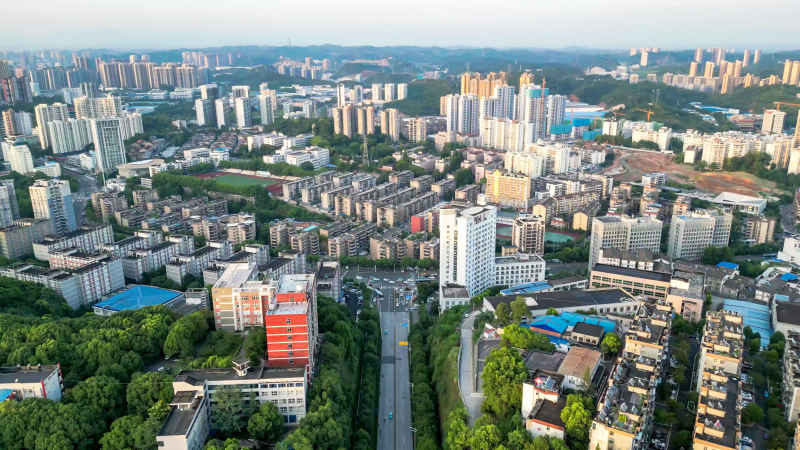 湖北宜昌城市风光航拍摄影图