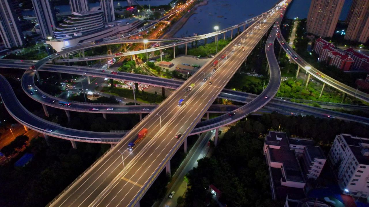 厦门航拍集美立交桥夜景