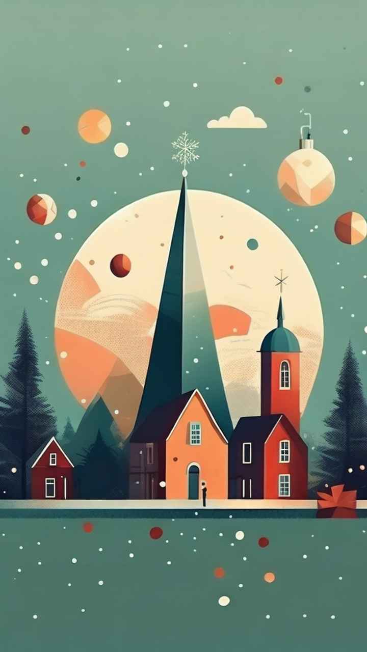 圣诞节圣诞卡片插画简约风格 32