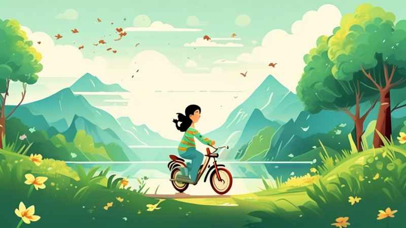 一个骑自行车的女孩在异想天开的自然风格 33