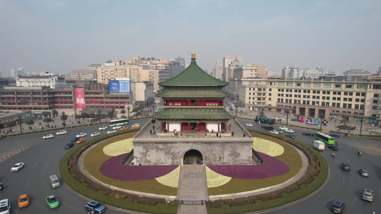 西安钟楼著名旅游景点地标建筑
