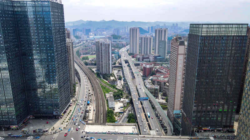 贵州贵阳城市风光航拍图 