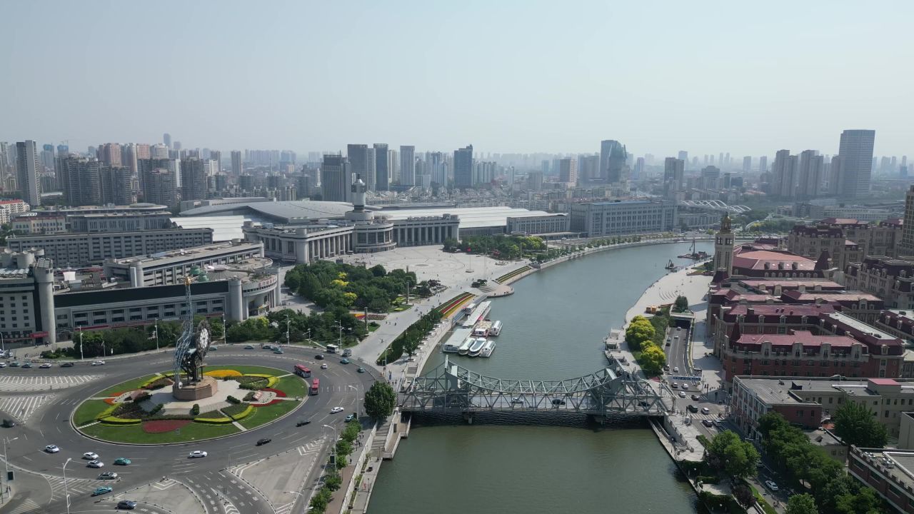  天津城市建设海河风光航拍