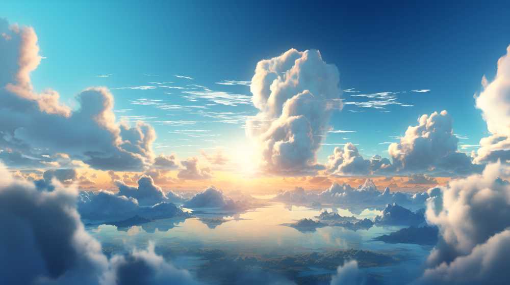 大海蓝天白云插画夏季