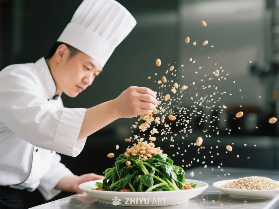 厨师精心撒料，提升菜肴风味 80