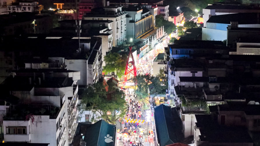 夜幕下的繁华街道