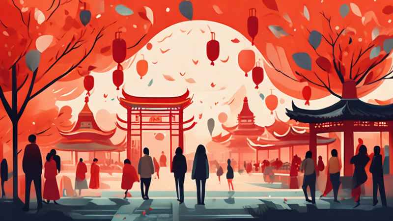 春节逛庙会插画背景 11