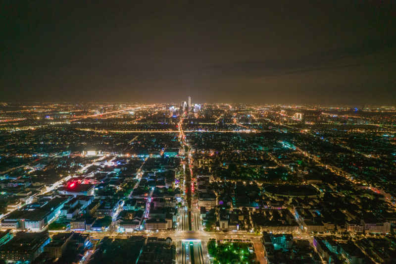 航拍 江苏 苏州 城市 夜景