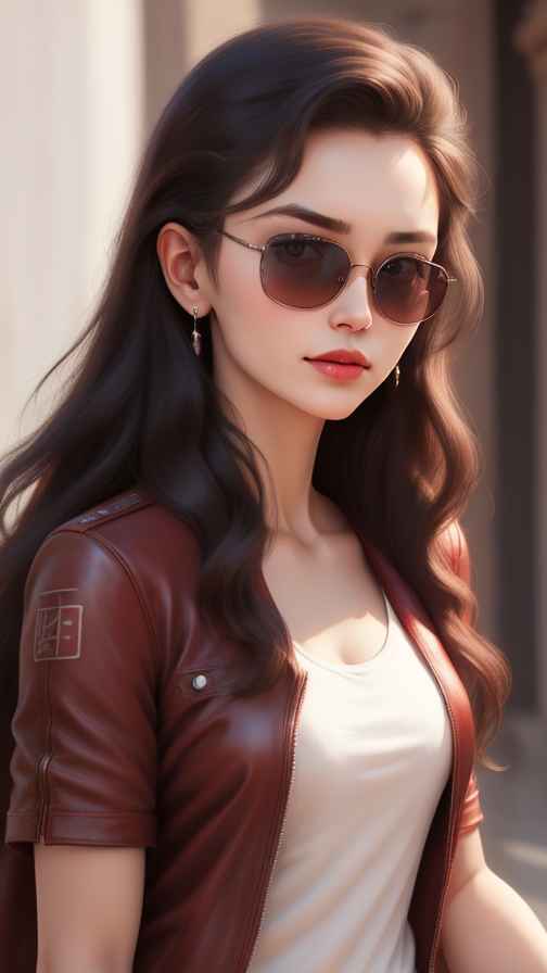 红色皮衣美女