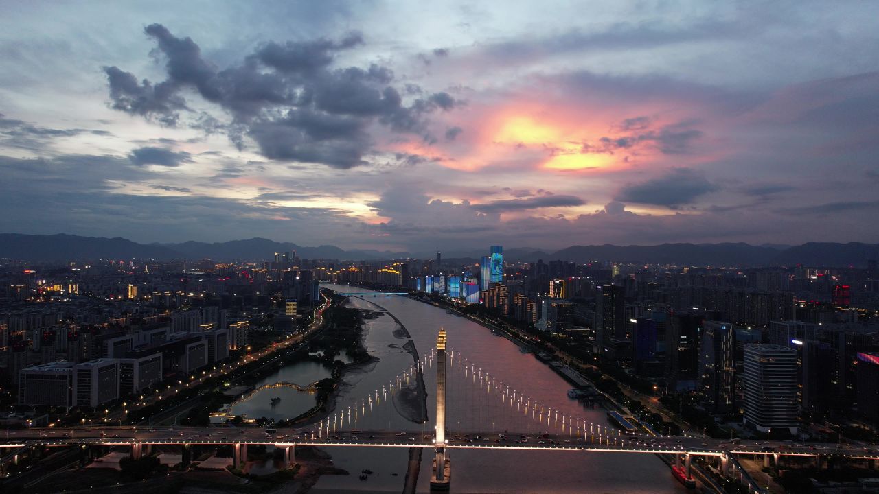 福建福州城市风光航拍 