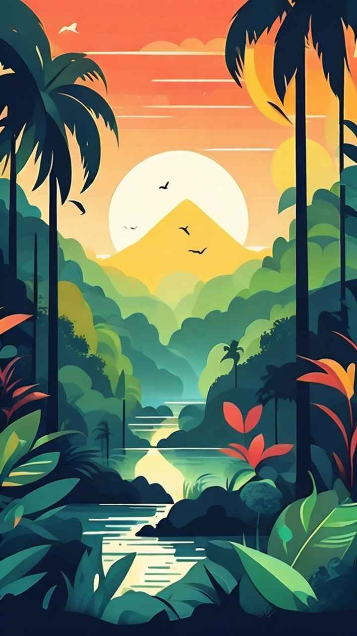 俯瞰热带雨林概念插画 1