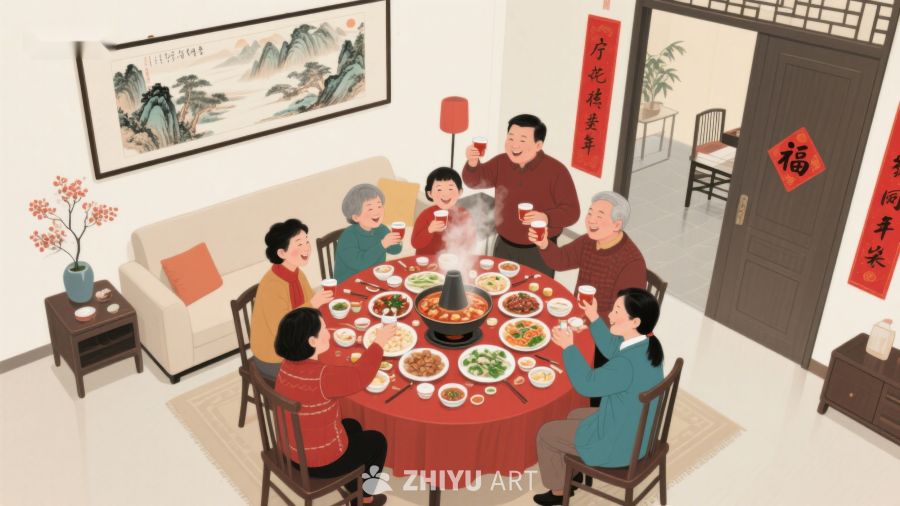 家庭围炉共聚，共享温馨年夜饭 533
