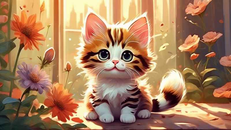 小花猫唯美插画 23