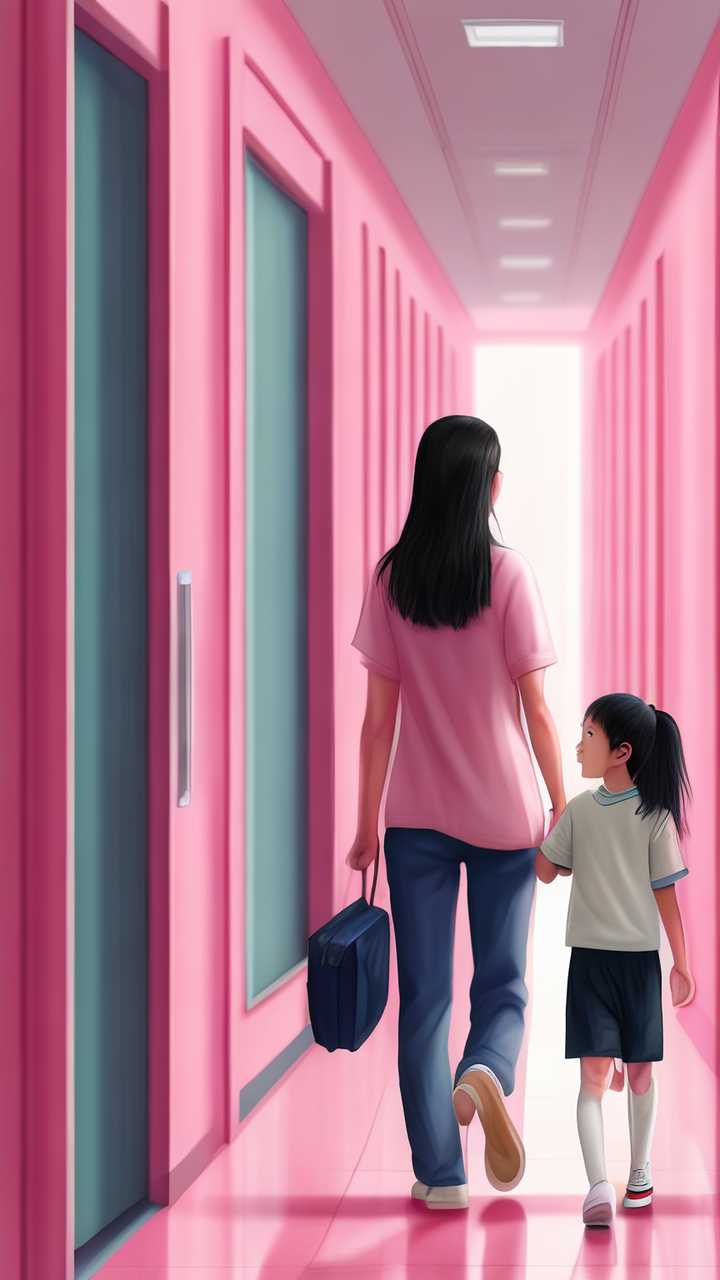 走廊孩子和母亲
